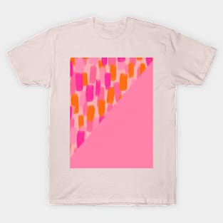 Pink and Orange Brush Stroke Colour Block T-Shirt